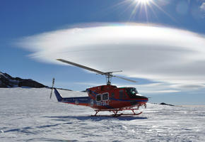 Helicopter Landing at Fang Glacier
