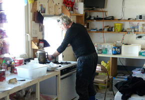 Cooking at Lower Erebus Hut